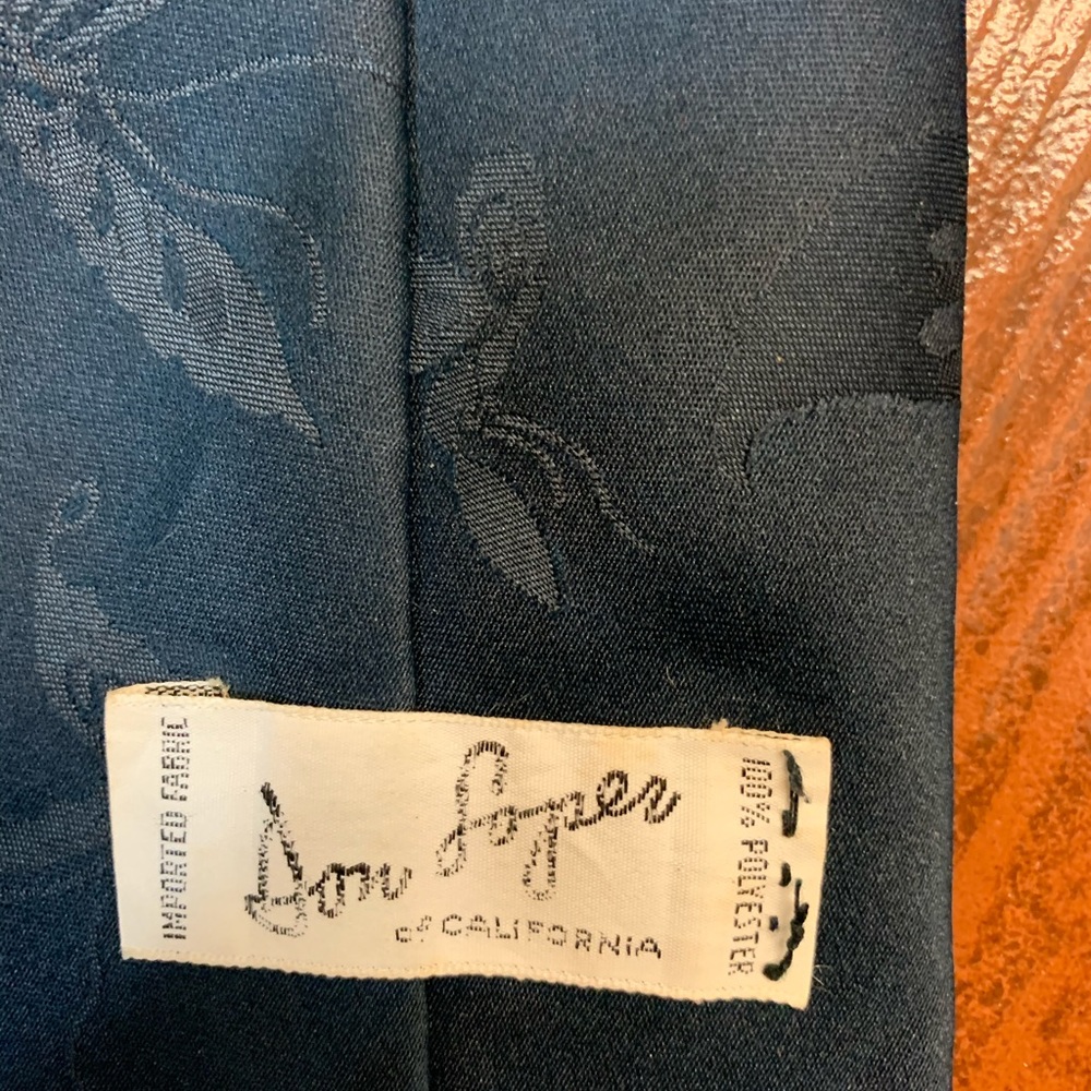 Mens Don Lopez vintage duck tie light and dark blue brown orange green floral - Picture 3 of 4